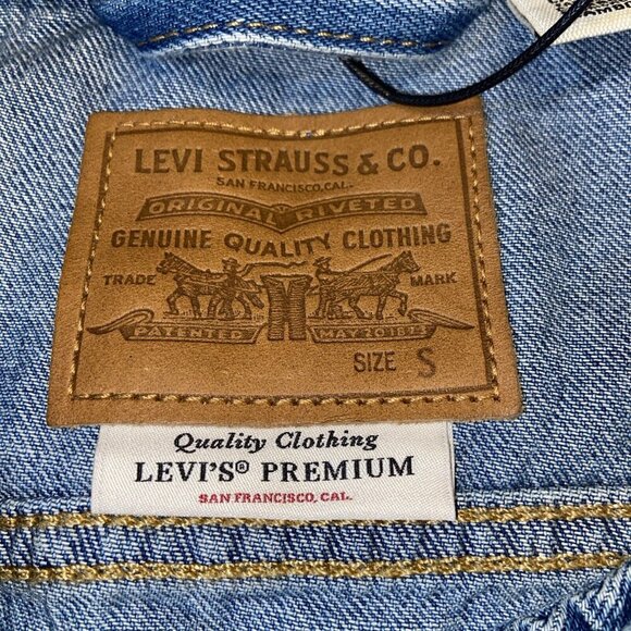 Levi's Premium Women's Prairie Trucker Jacket SMALL Blue Denim Ruffles Feminine - Picture 4 of 8